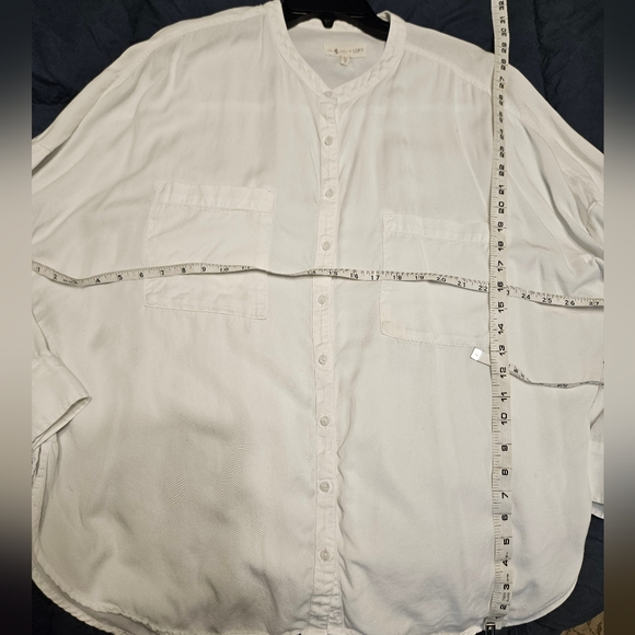 Lou & Grey for Loft White Oversized Fit Button Up Shirt Basic Staple Pockets - Picture 9 of 11